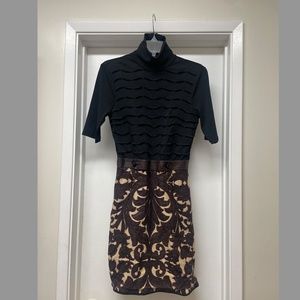 Tracy Reese Combo Dress Faux Leather Trim